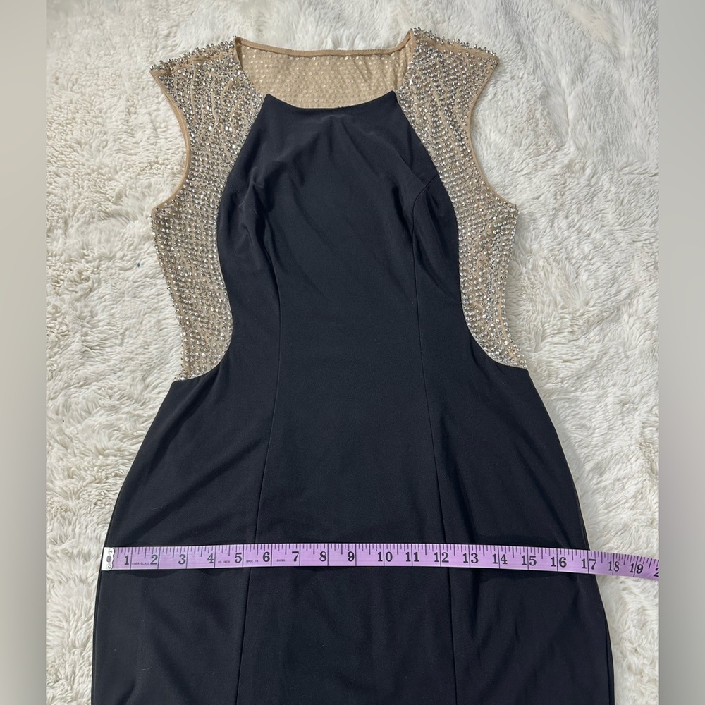 XSCAPE Caviar Beaded Rhinestone Mesh Illusion Panel Jersey Formal Gown Prom 6 - Picture 10 of 12